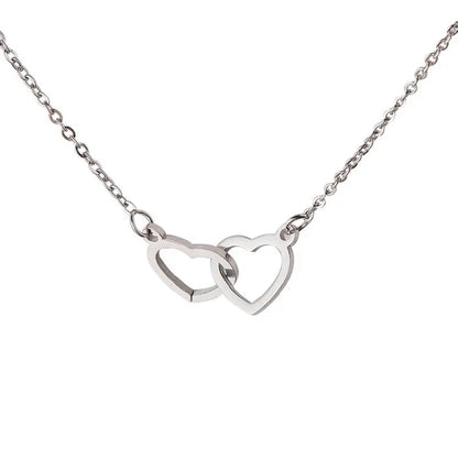 Double Heart Name Necklace - Couples Necklace
